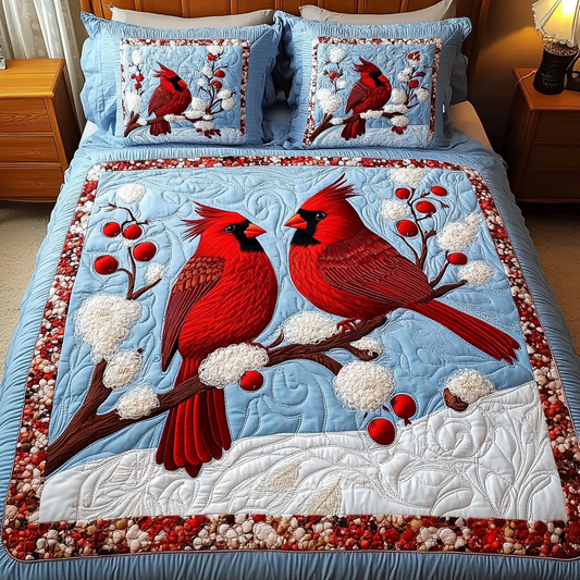 Winter Cardinal TAI201124150 Quilt Bedding Set