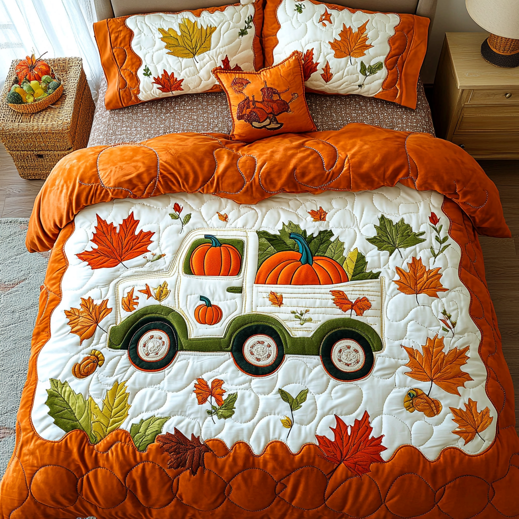 Pumpkin Truck DAI090125102 Quilt Bedding Set