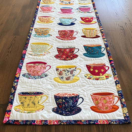 Tea Cup DAI090125295 Quilted Table Runner
