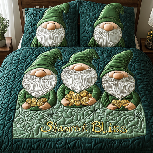 St Patrick Gnome TAI101224492 Quilt Bedding Set