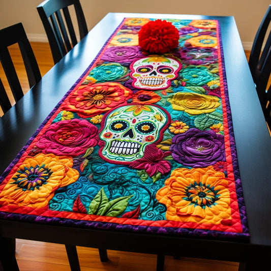 Sugar Skull TAI260224323 Quilted Table Runner