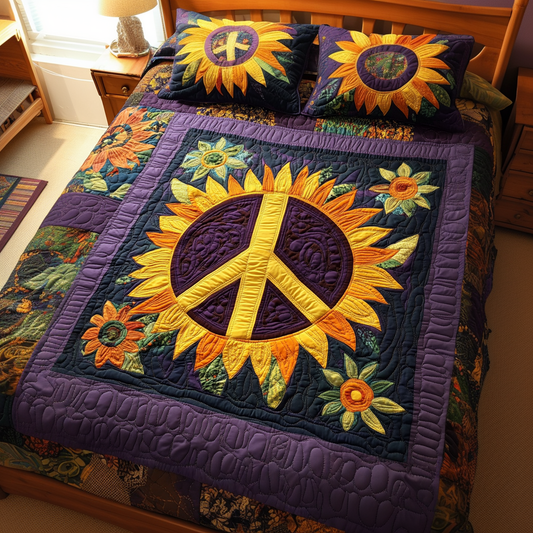 Sunflower Hippie Peace DAI200125104 Quilt Bedding Set