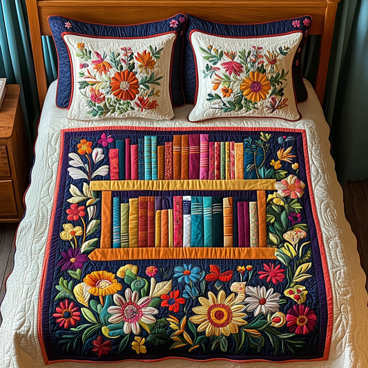 Flower Bookcase DAI090125033 Quilt Bedding Set