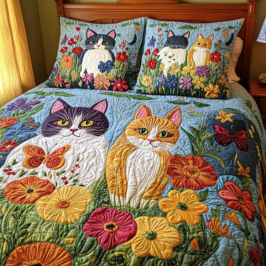 Cats In The Garden DAI040225246 Quilt Bedding Set