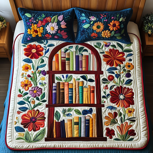 Flower Bookcase DAI090125030 Quilt Bedding Set