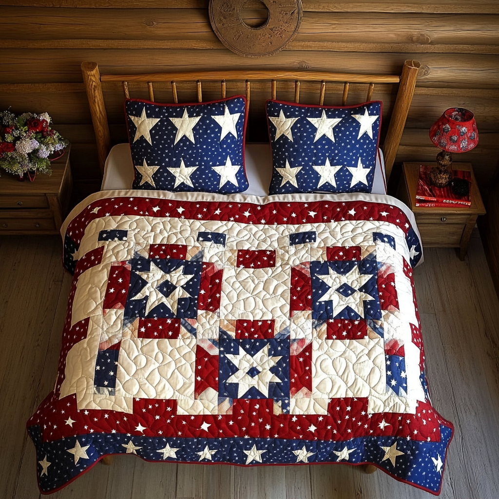 Patriotic Star DAI040225199 Quilt Bedding Set