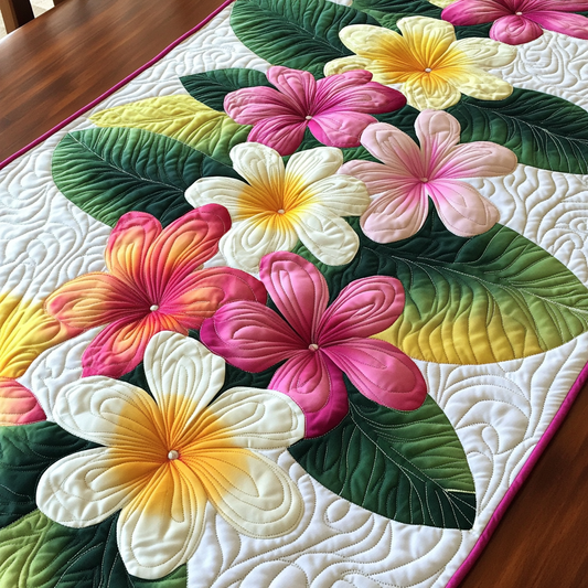 Plumeria Flower DAI040225474 Quilted Table Runner