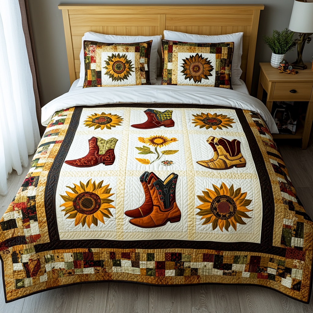 Sunflower Cowboy Boots DAI280824266 Quilt Bedding Set