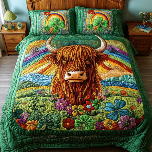 St Patrick's Day Highland Cow DAI090125046 Quilt Bedding Set