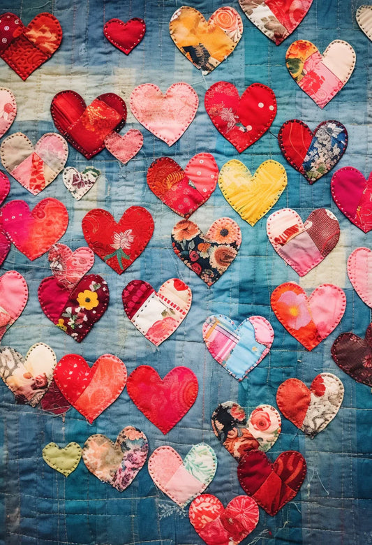 Stitched Hearts BL9112311 Quilt Blanket