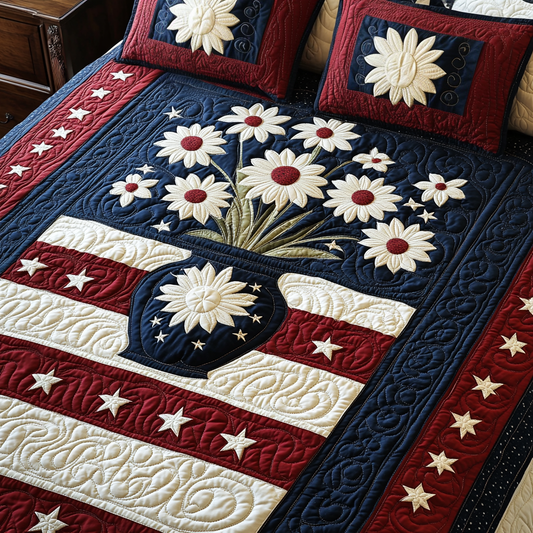 Patriotic Daisy Flower DAI200125053 Quilt Bedding Set