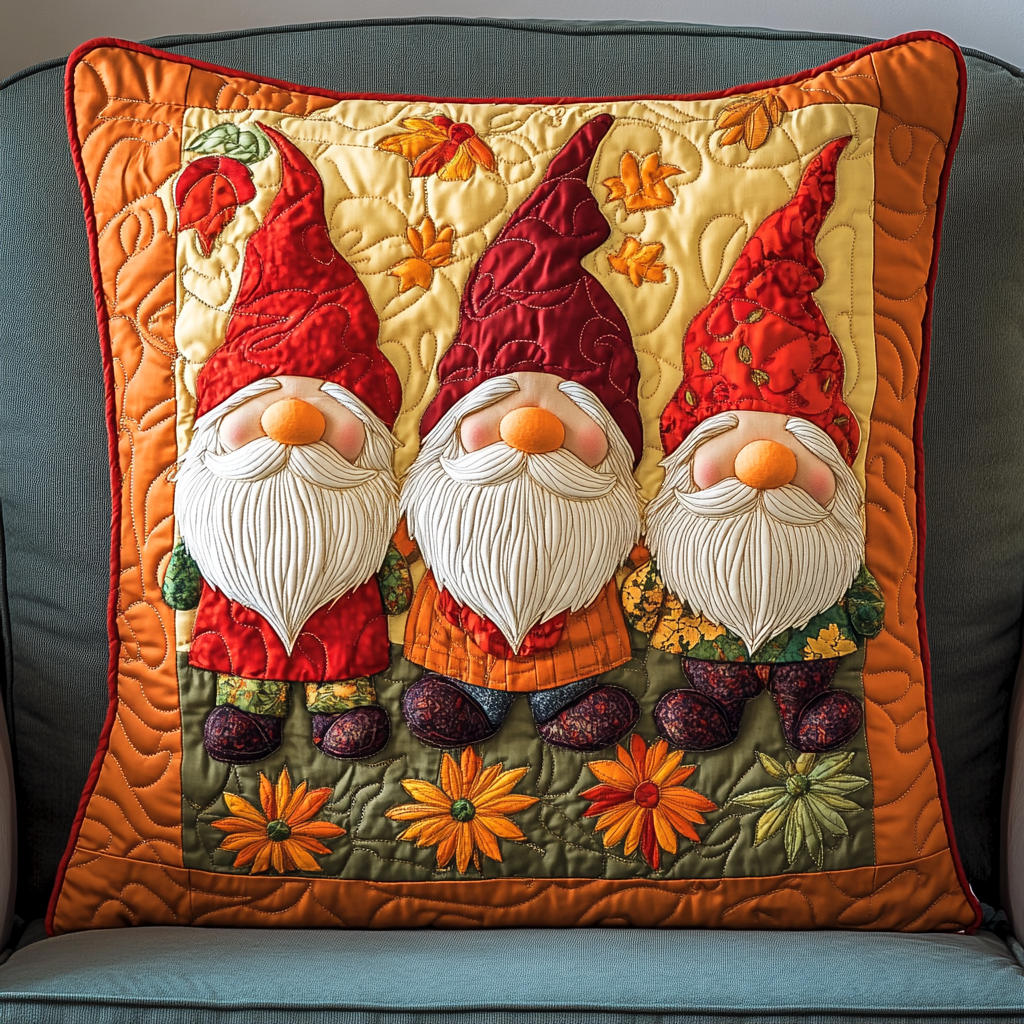 Autumn Gnome DAI26102419 Quilted Pillow Case