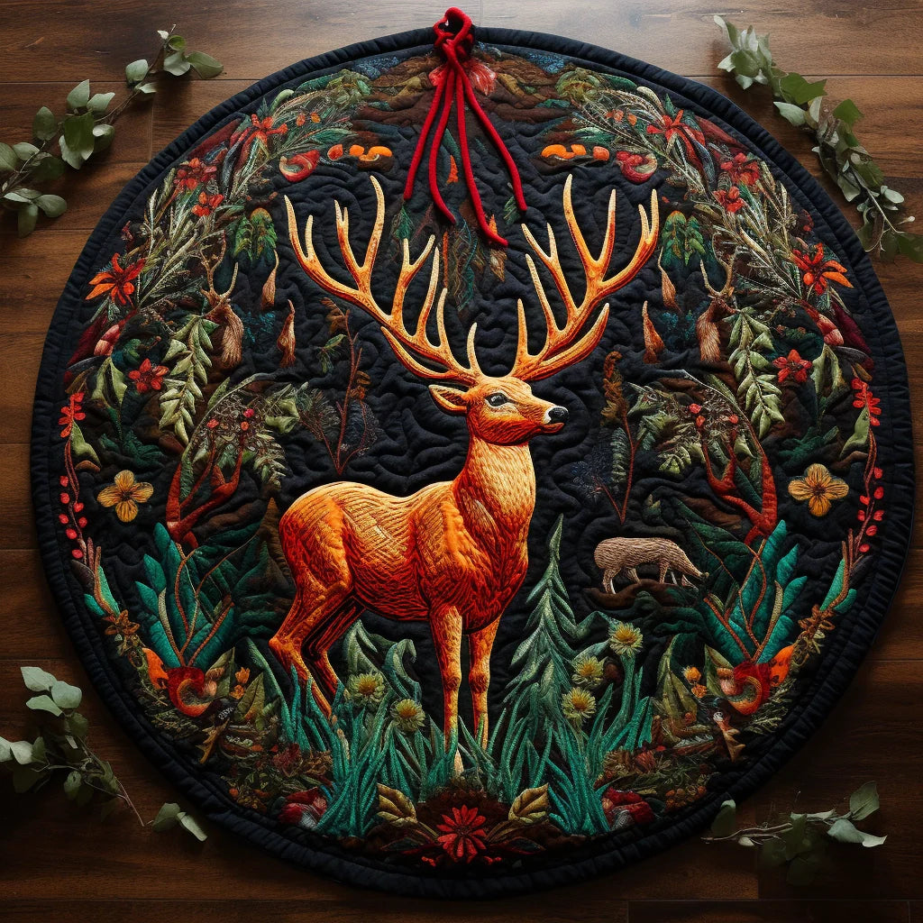 Forest Deer TAI221223102 Quilted Round Mat