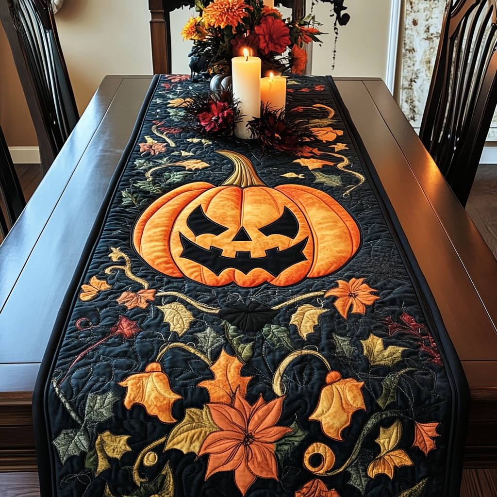 Halloween Pumpkin TAI021024215 Quilted Table Runner