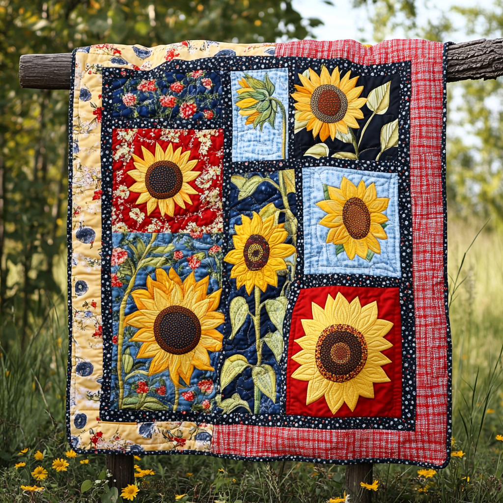 Sunflower Alpha Pattern Sunflower DAI130824079 Quilt Blanket – Alpha Quilt