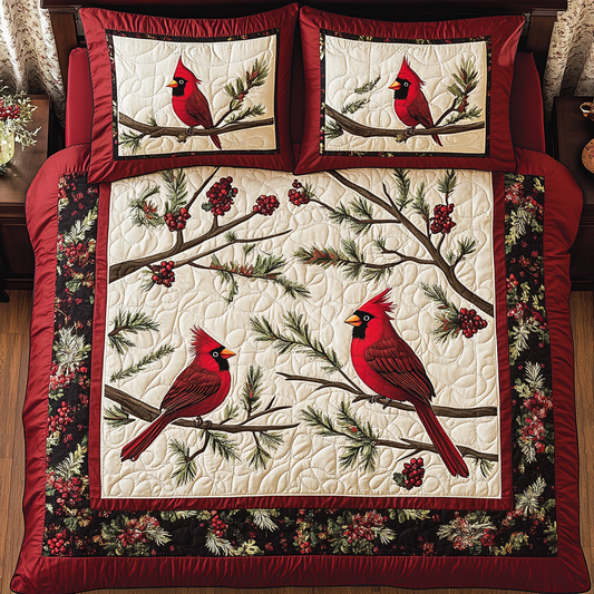 Christmas Cardinal TAI181024175 Quilt Bedding Set