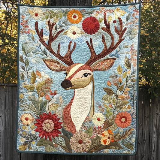Floral Deer DAI200125234 Quilt Blanket