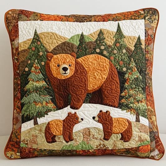 Woodland Bear DAI190225205 Quilted Pillow Case