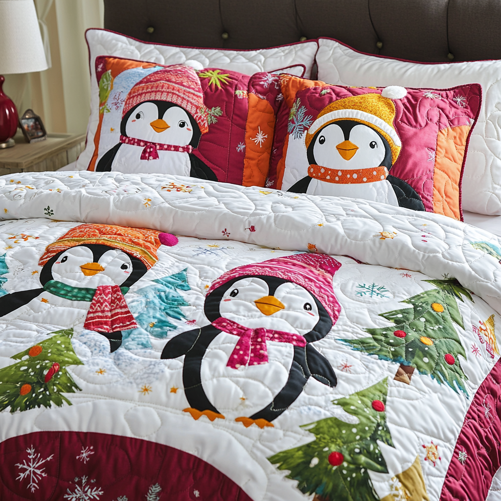 Christmas Penguin TAI201124303 Quilt Bedding Set