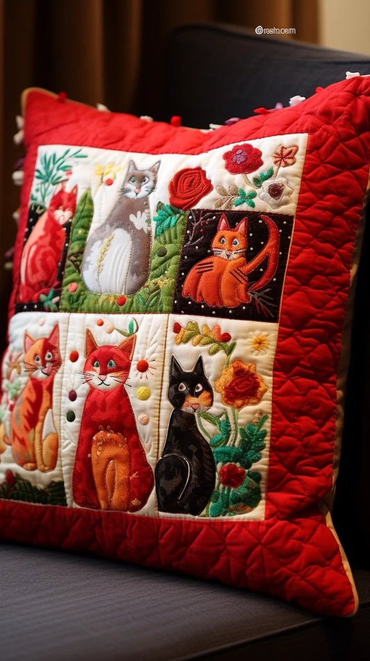 Cat TAI020324183 Quilted Pillow Case