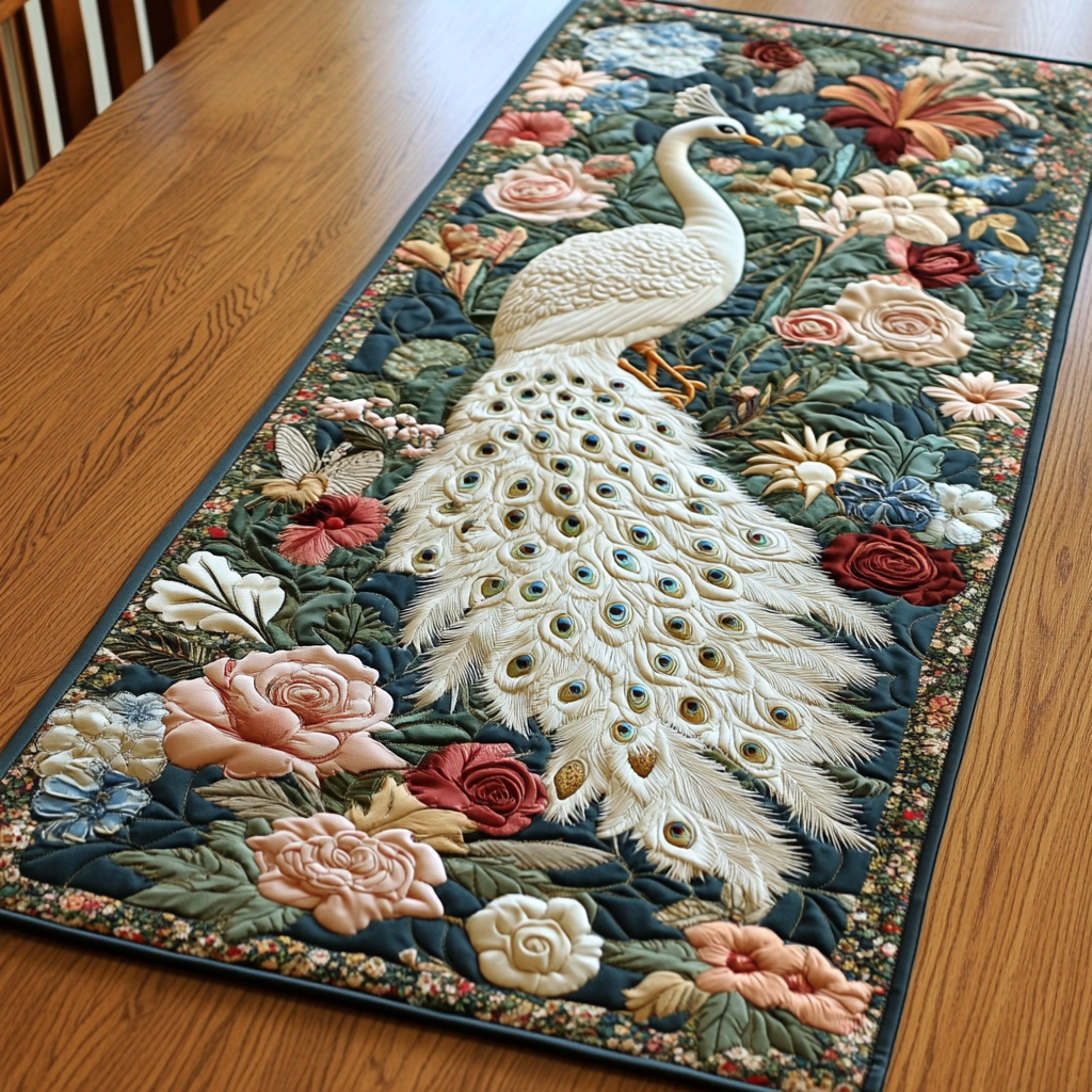 Peacock DAI040225498 Quilted Table Runner