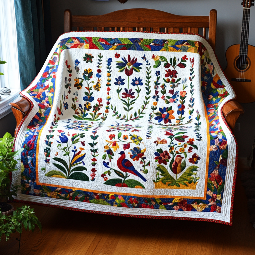 Birds In Flower Garden TAI251124174 Quilt Blanket