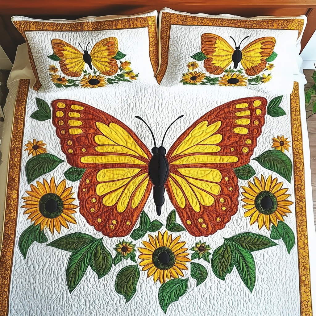 Sunflower Butterfly DAI280824146 Quilt Bedding Set