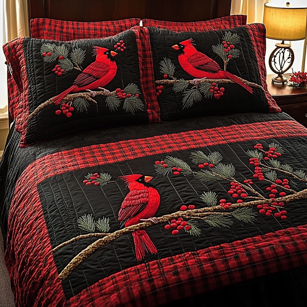 Christmas Cardinal TAI201124140 Quilt Bedding Set