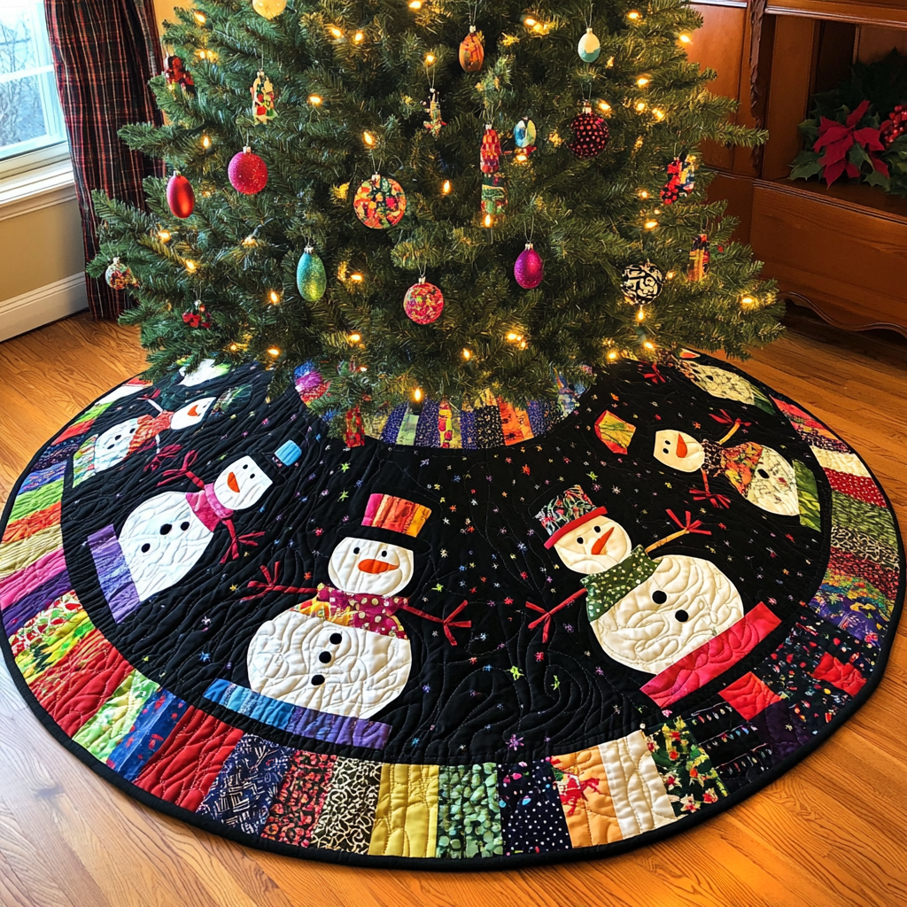 Christmas Snowman TAI021024130 Quilted Tree Skirt