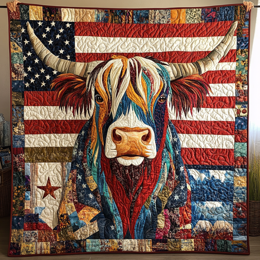Patriotic Highland Cow DAI200125178 Quilt Blanket