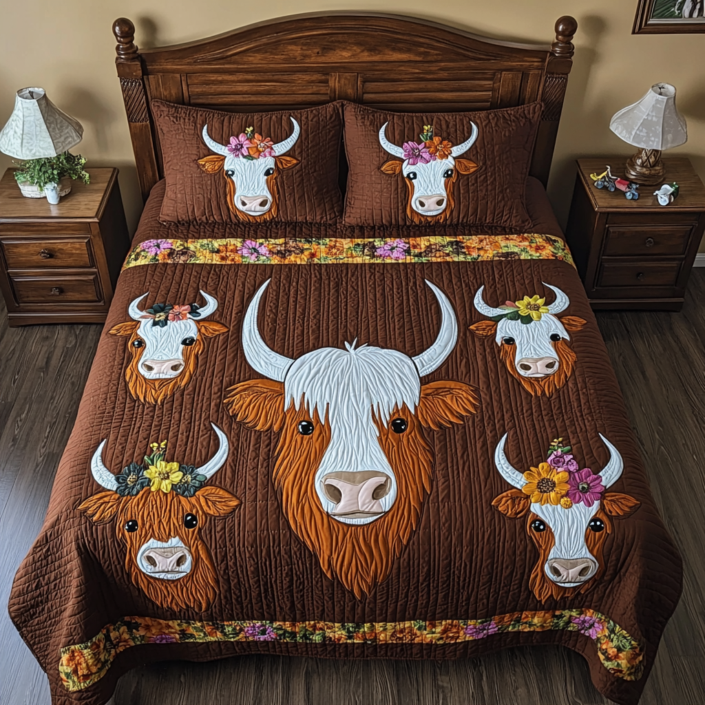 Highland Cow DAI040225306 Quilt Bedding Set