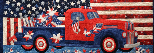 Patriotic Car TAI280224036 Quilted Table Runner