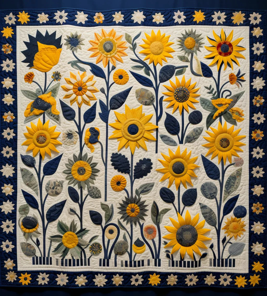 Sunflower Alpha Pattern Sunflower BL9112378 Quilt Blanket – Alpha Quilt
