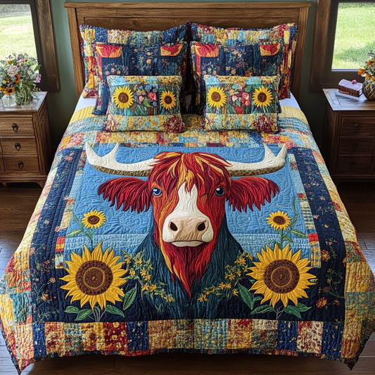 Sunflower Highland Cow DAI200125076 Quilt Bedding Set