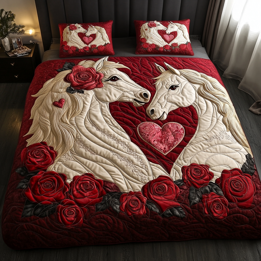 Valentine Horse DAI090125068 Quilt Bedding Set