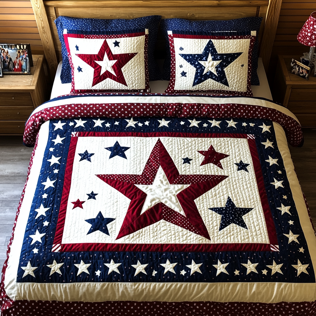 Patriotic Star DAI040225201 Quilt Bedding Set