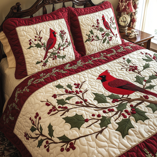 Christmas Cardinal TAI101224526 Quilt Bedding Set