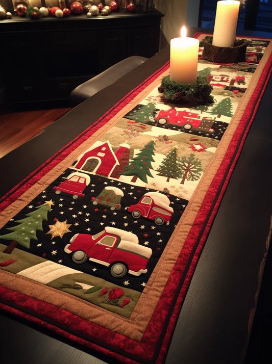 Red Truck Christmas TAI29112312 Quilted Table Runner