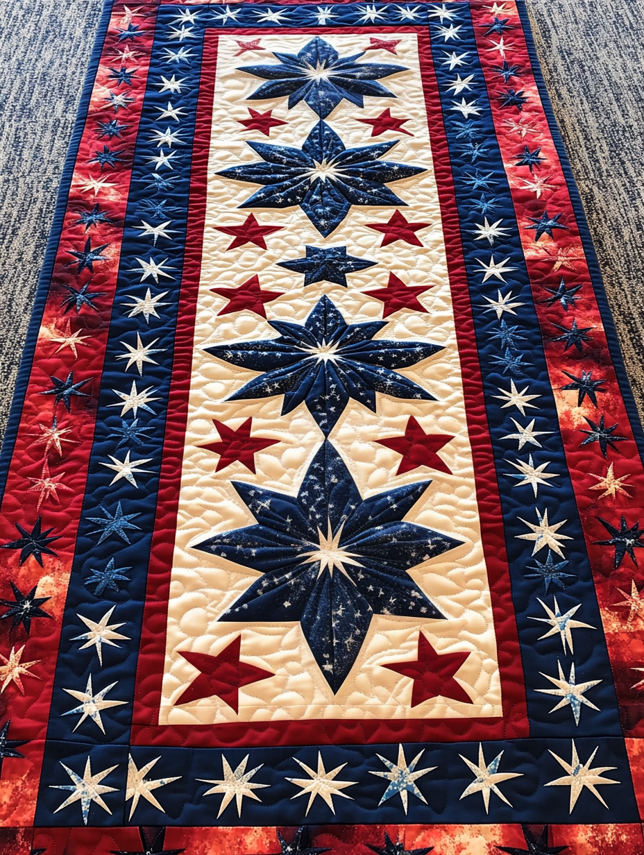 Patriotic Star DAI040225442 Quilted Table Runner