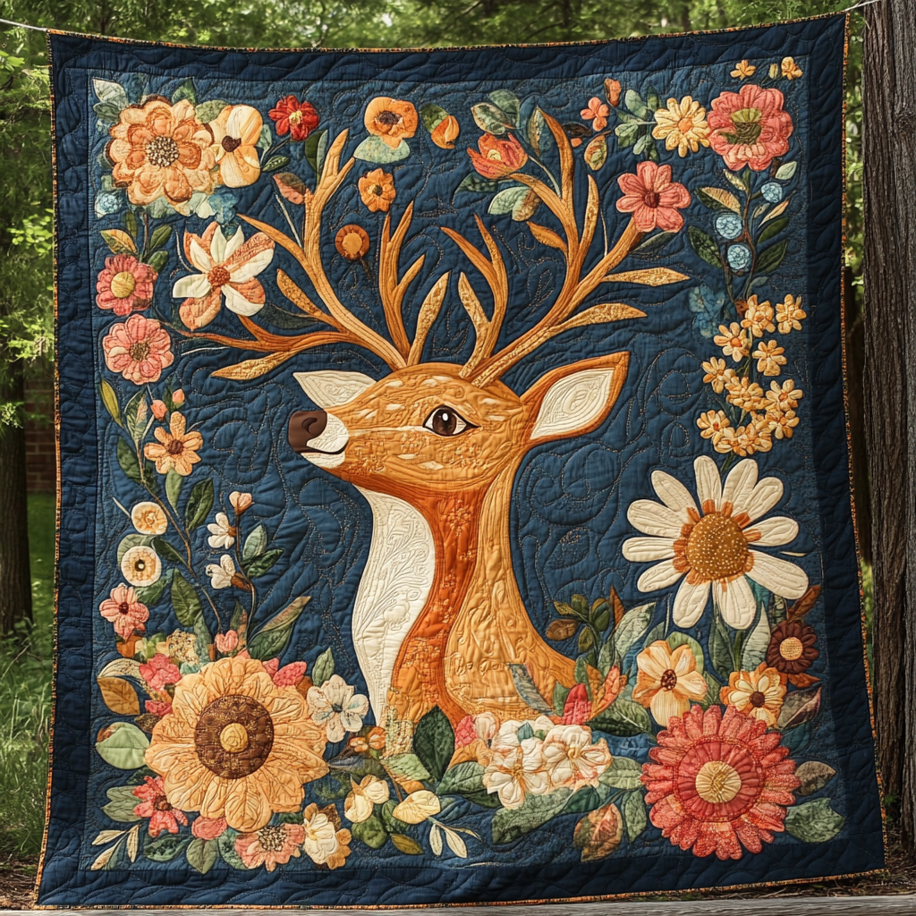 Floral Deer DAI200125235 Quilt Blanket
