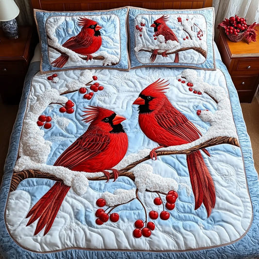 Winter Cardinal TAI201124158 Quilt Bedding Set