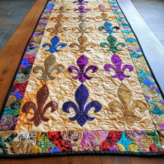 Mardi Gras Fleur De Lis DAI110225398 Quilted Table Runner