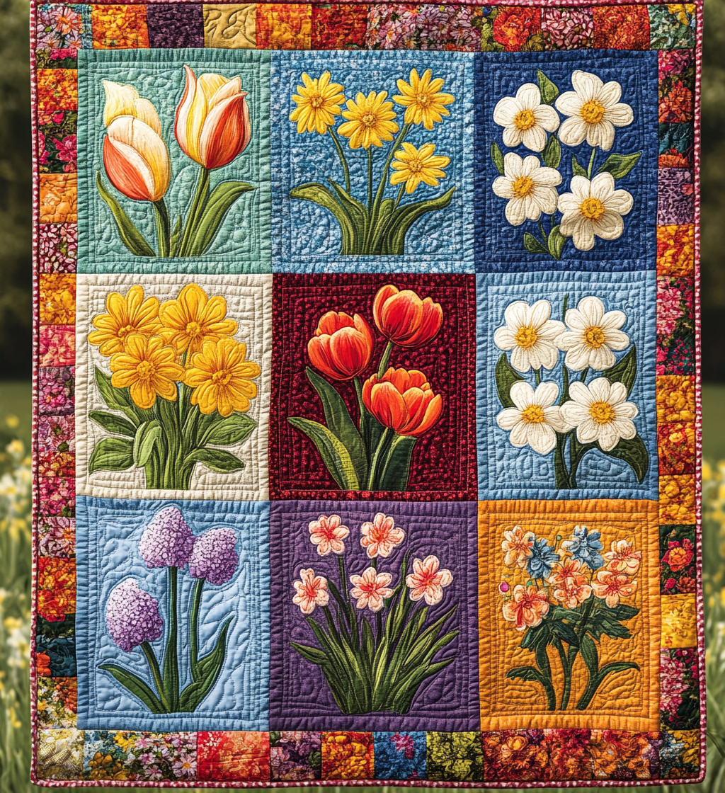 Spring Flowers DAI040225027 Quilt Blanket