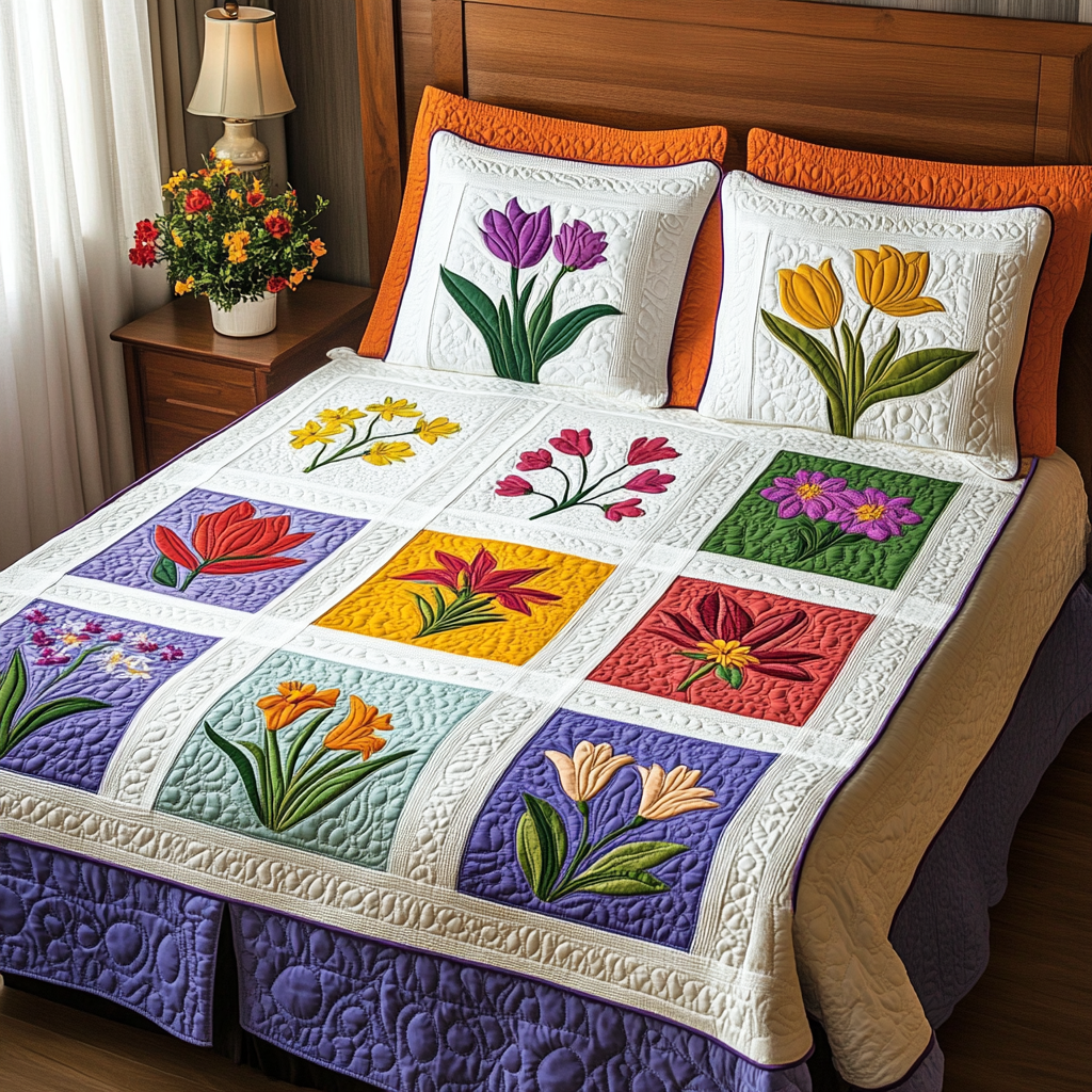 Spring Flowers DAI040225213 Quilt Bedding Set