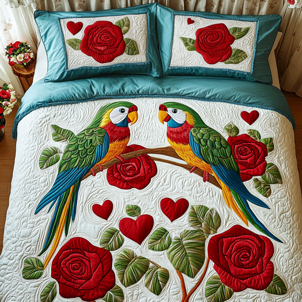 Valentine Parrot DAI150125281 Quilt Bedding Set