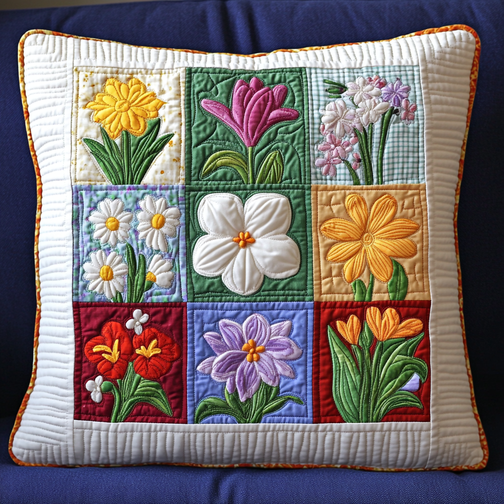 Spring Flowers DAI040225379 Quilted Pillow Case