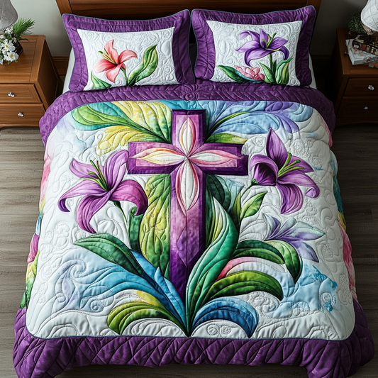 Easter Lily Cross DAI040225237 Quilt Bedding Set