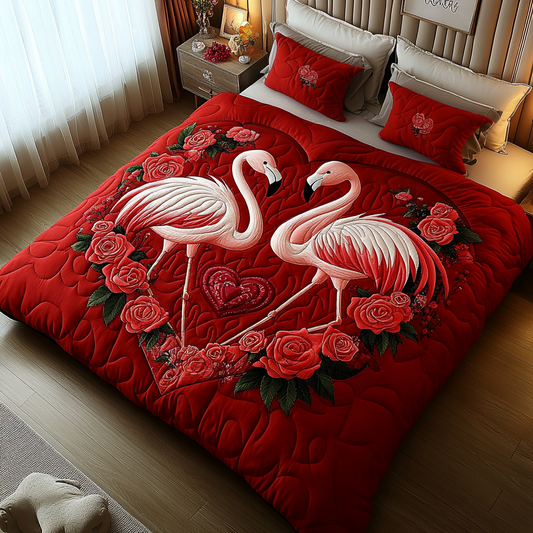 Valentine Flamingo DAI150125298 Quilt Bedding Set