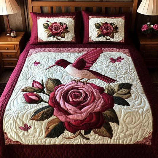 Rose Hummingbird DAI241224273 Quilt Bedding Set