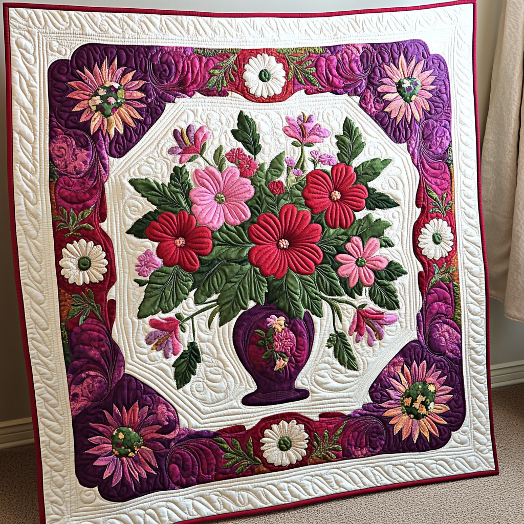 Flower Vase DAI040225044 Quilt Blanket